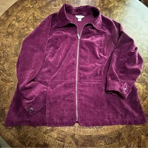 CJ Banks Pinwale Corduroy Shacket 2X Rich Cranberry Color EUC